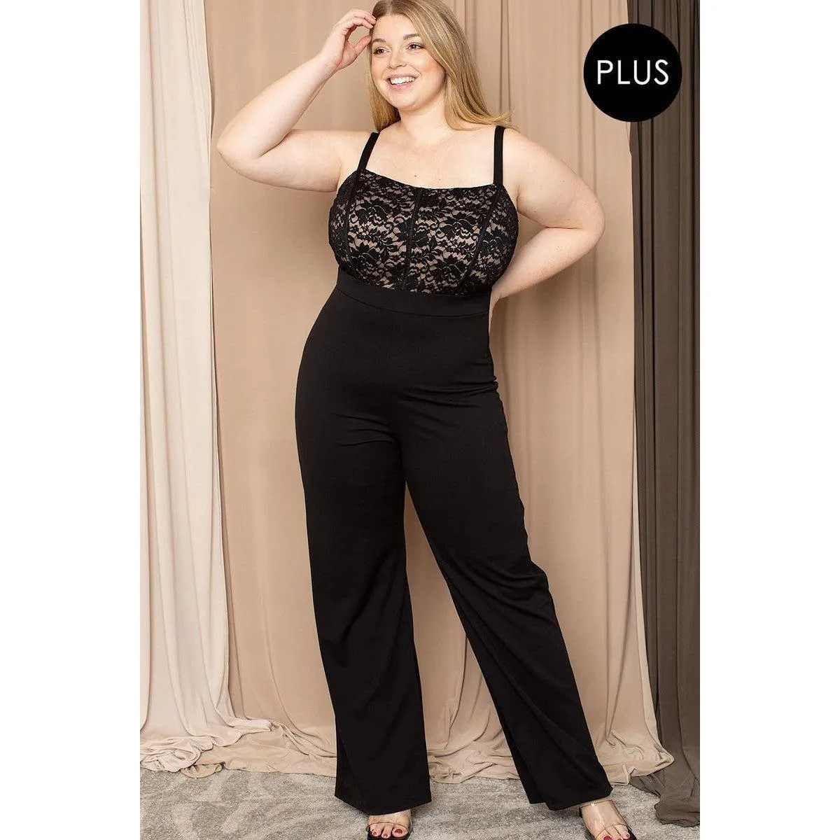 Lace Bust Plus Size Jumpsuit