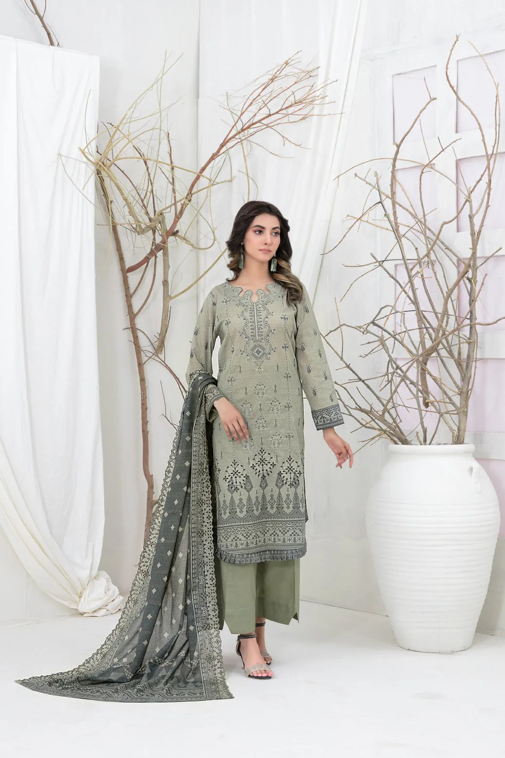 LAMIYAH BY TAWAKKAL 3 Piece Un Stitched Suit - D-2461