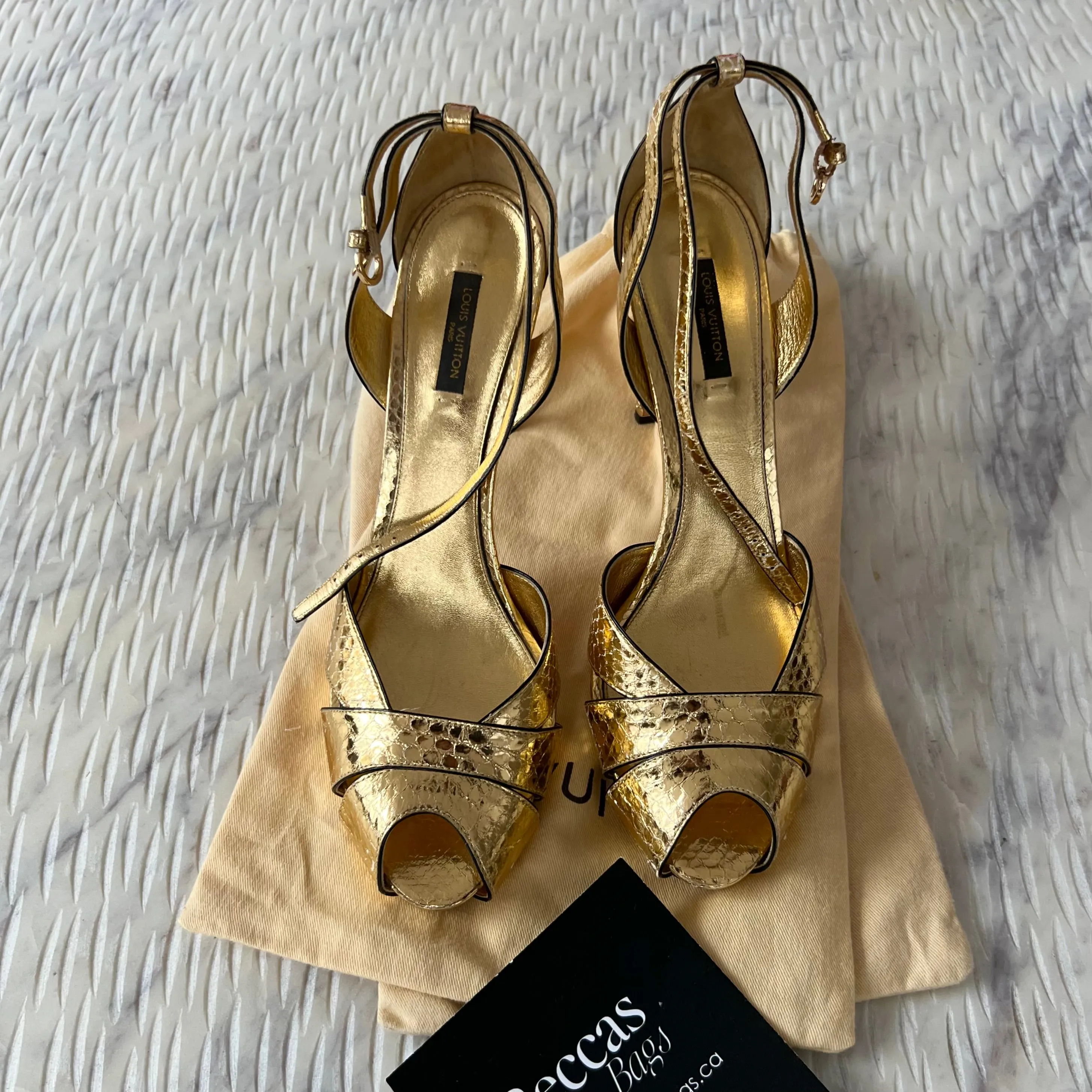 Louis Vuitton Gold Python Heels