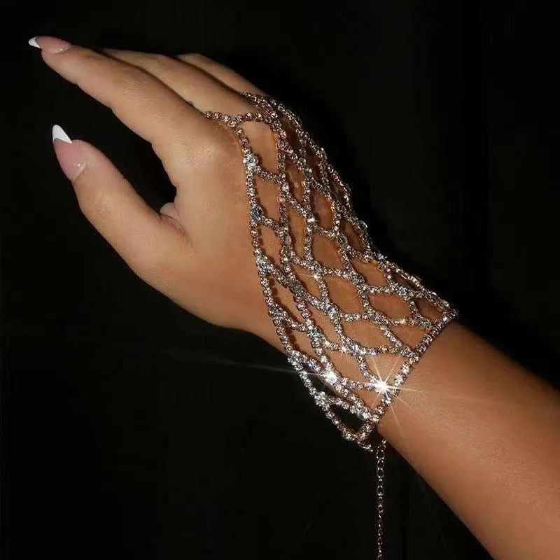 MAC119 Armani Mesh Rhinestone Temperament Mitt Bracelet