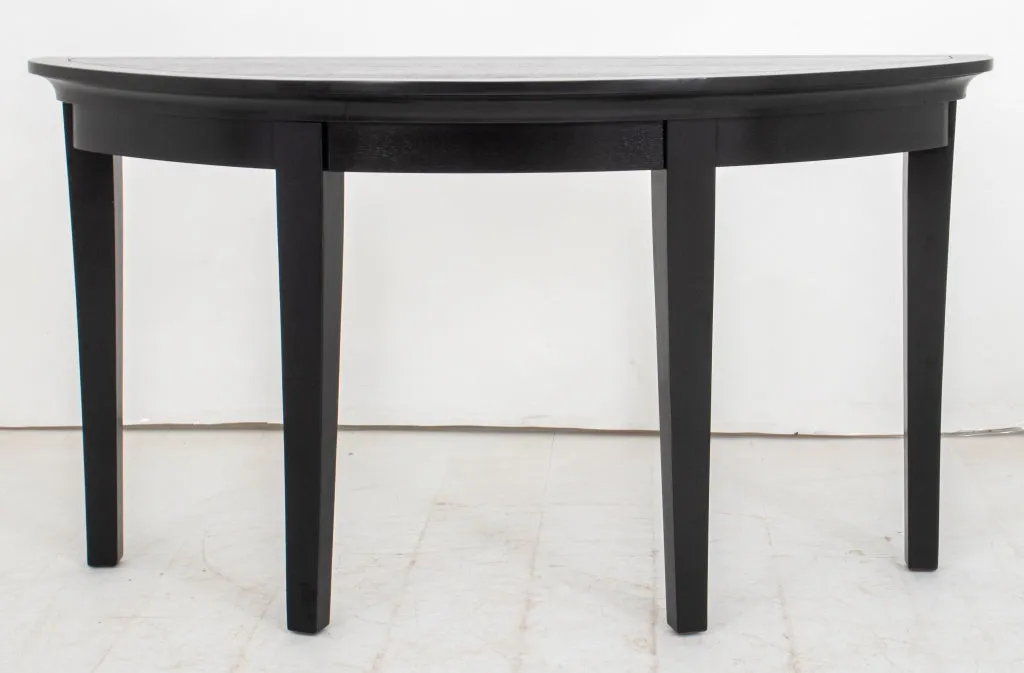 Modern Ebonized Wood Demilune Table