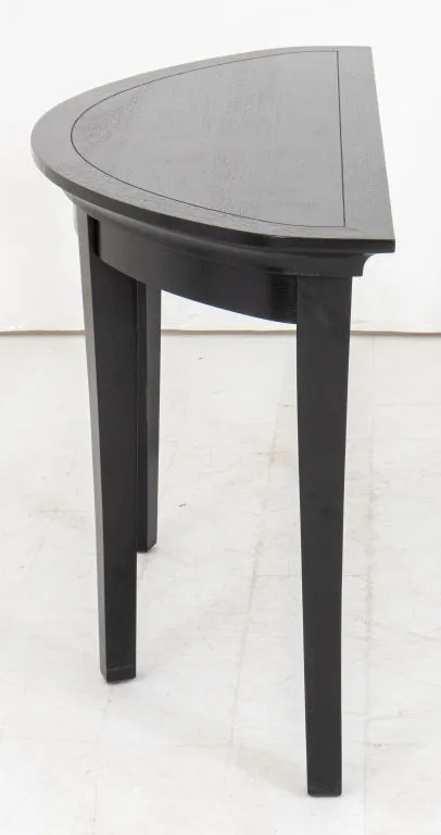 Modern Ebonized Wood Demilune Table