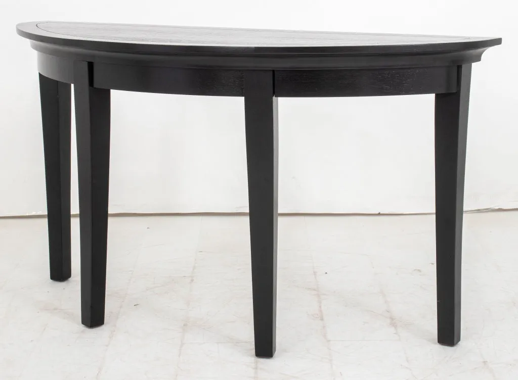 Modern Ebonized Wood Demilune Table