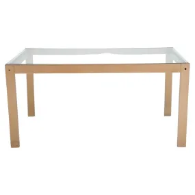 Modern Glass Inset Enamelled Frame Dining Table