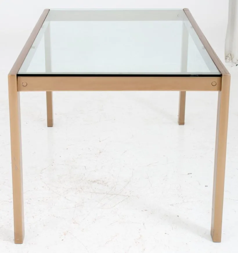 Modern Glass Inset Enamelled Frame Dining Table