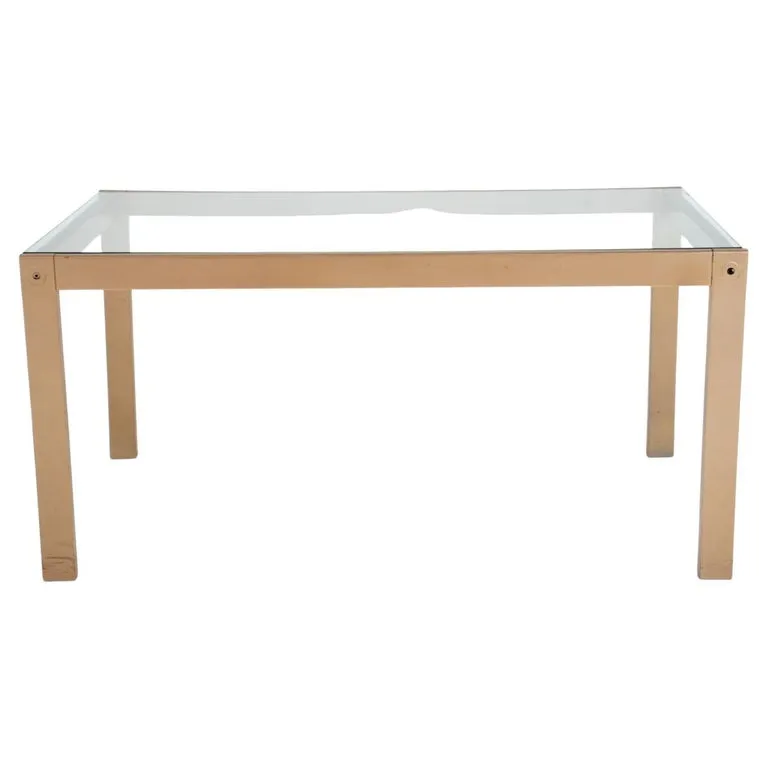 Modern Glass Inset Enamelled Frame Dining Table