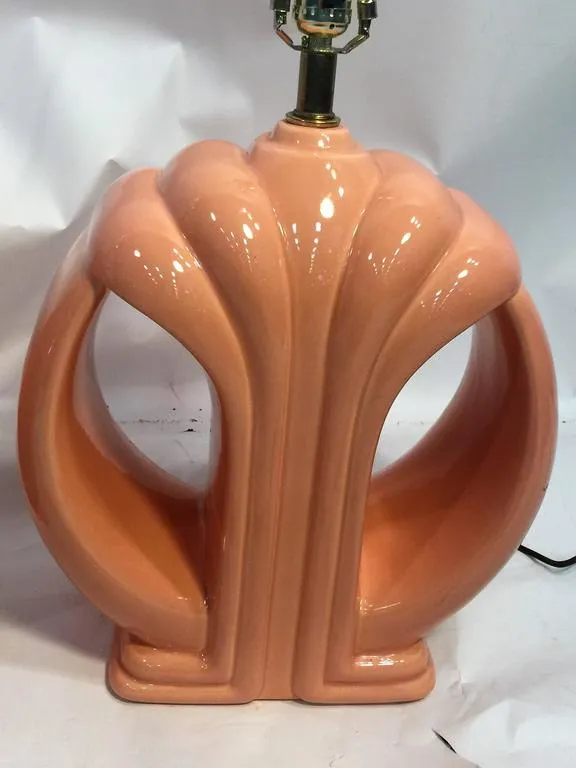 Modern Karl Springer Style Coral Ceramic Lamps