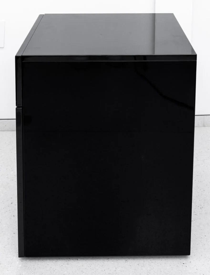 Modern Minimalist Black Lacquer Filing Cabinet