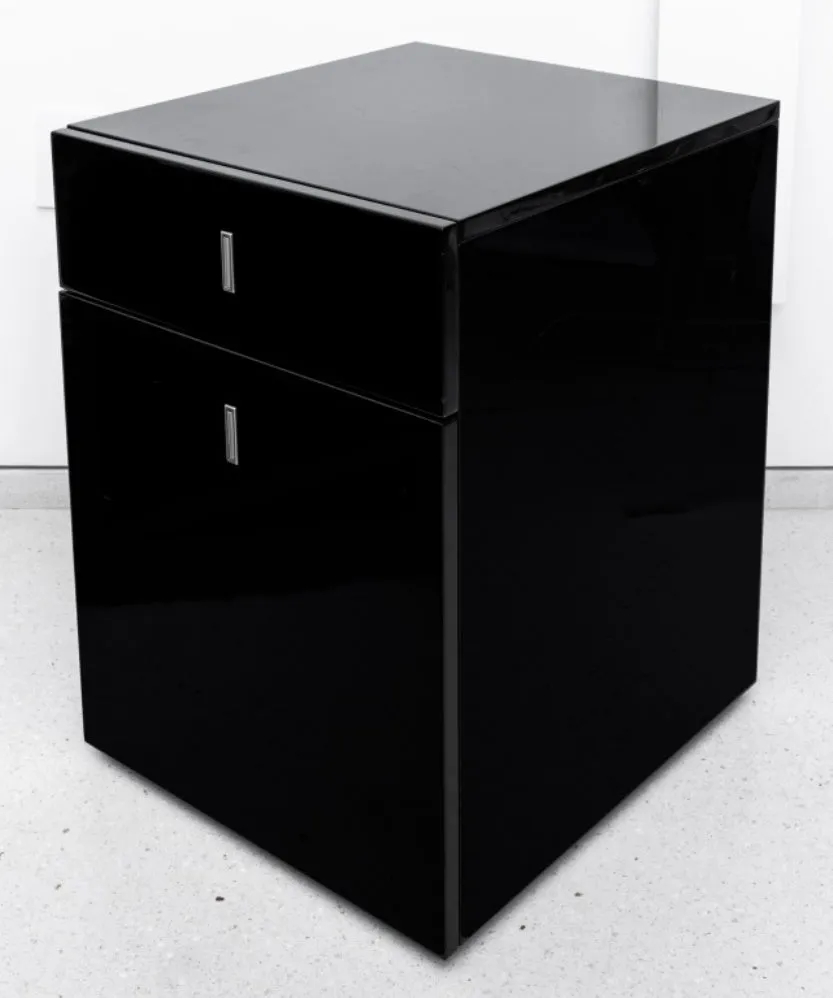 Modern Minimalist Black Lacquer Filing Cabinet