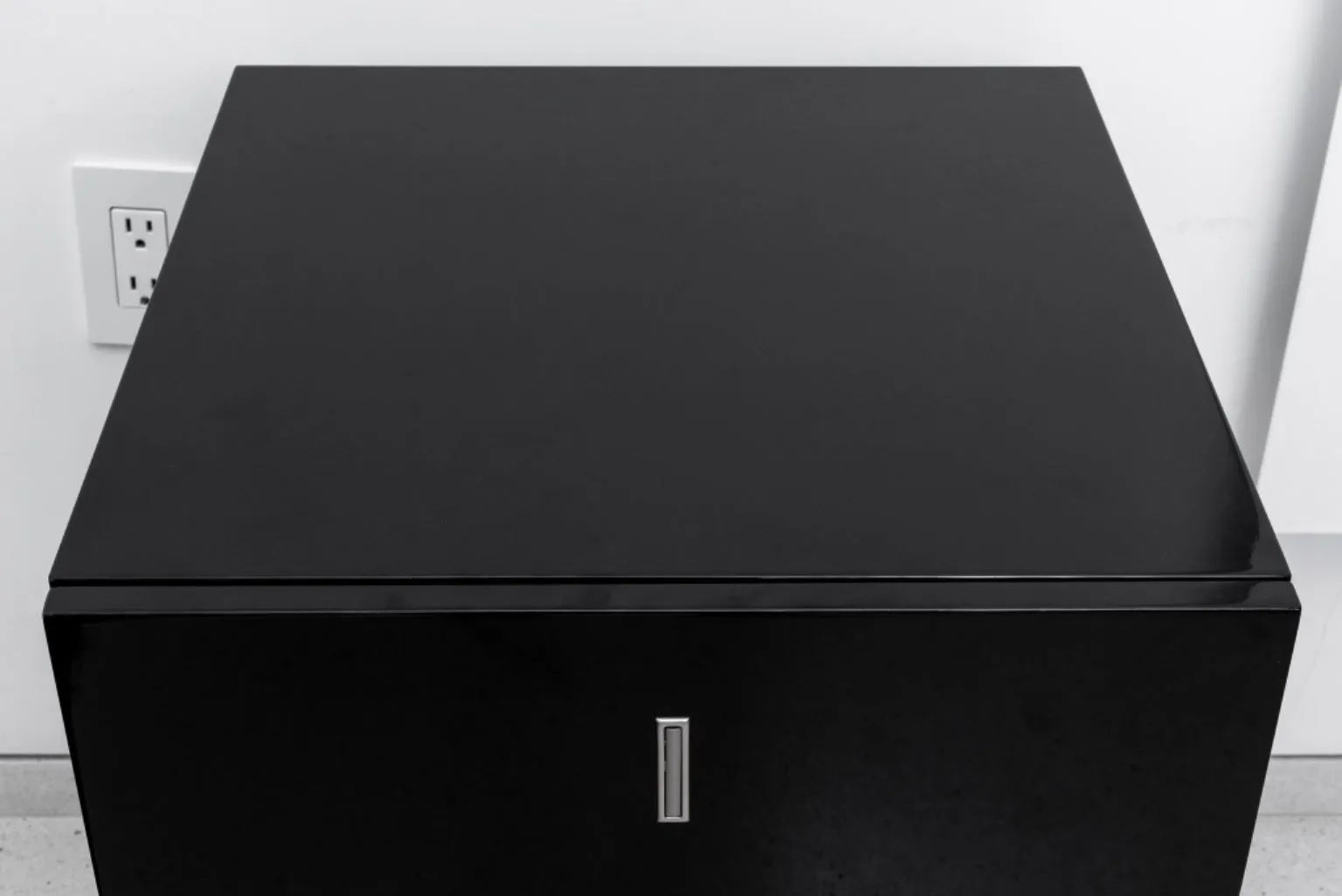 Modern Minimalist Black Lacquer Filing Cabinet