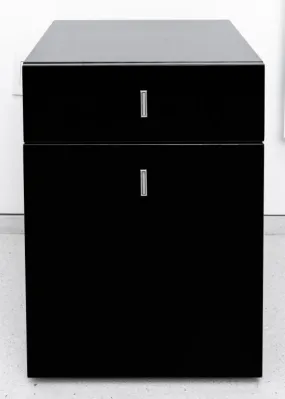 Modern Minimalist Black Lacquer Filing Cabinet