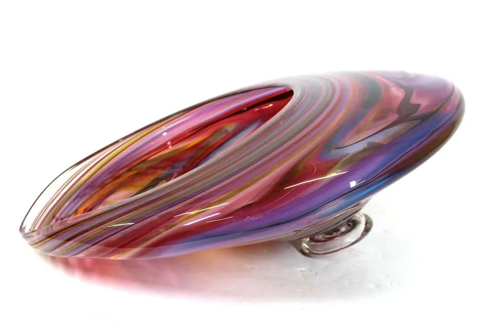 Modern Studio Art Glass Sculptural Bowl