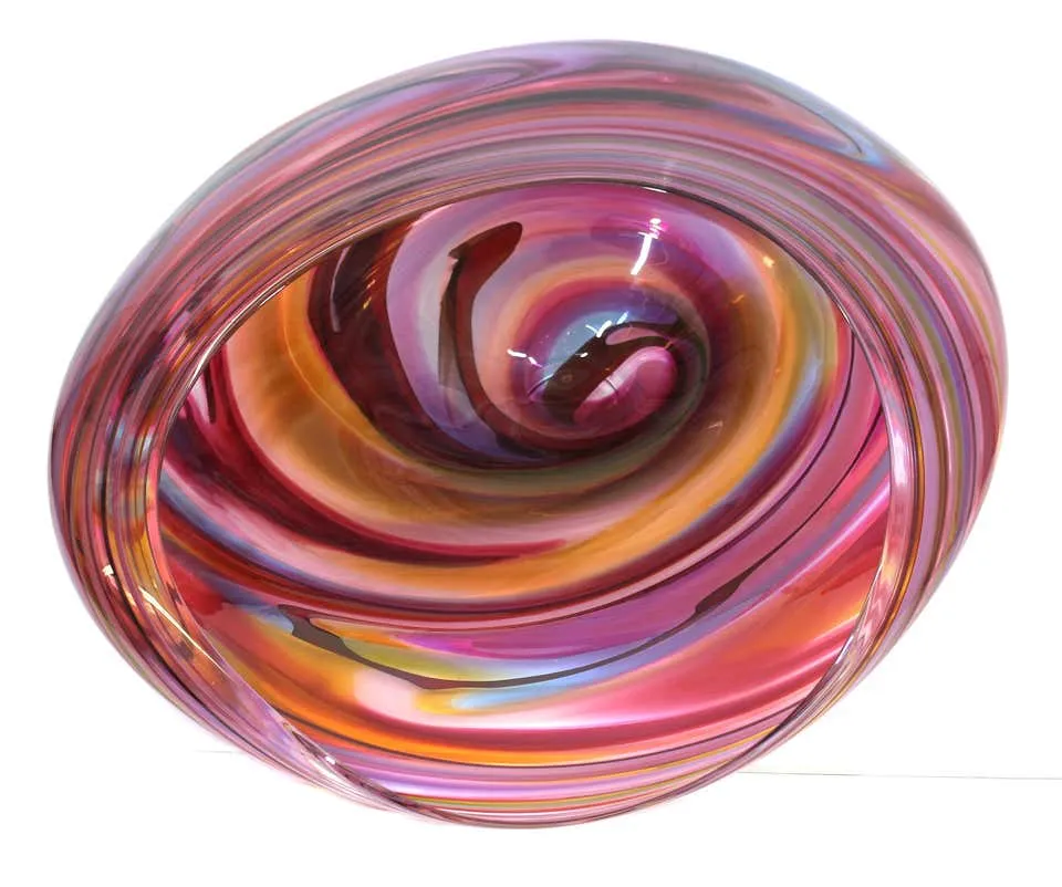 Modern Studio Art Glass Sculptural Bowl