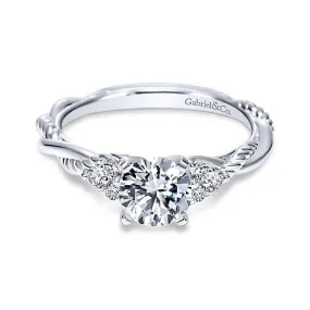 Mounting Only, 14k White Gold Twisted Diamond Engagement Ring