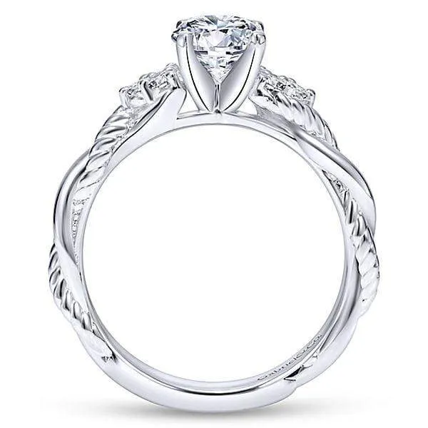 Mounting Only, 14k White Gold Twisted Diamond Engagement Ring