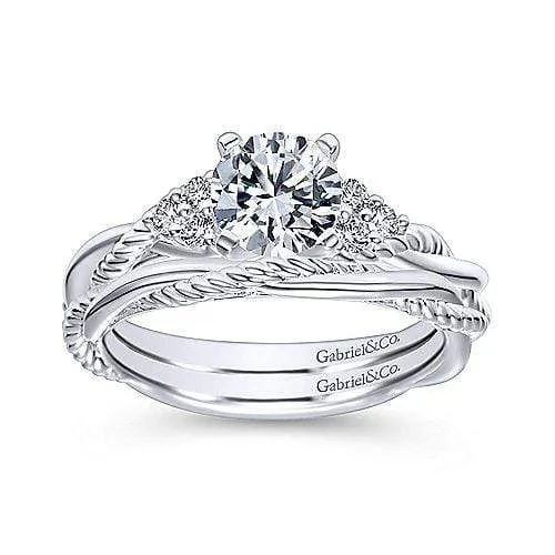 Mounting Only, 14k White Gold Twisted Diamond Engagement Ring