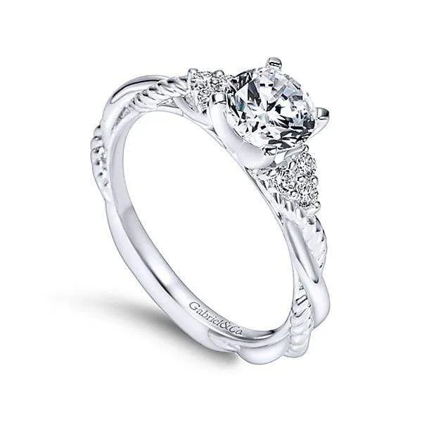 Mounting Only, 14k White Gold Twisted Diamond Engagement Ring