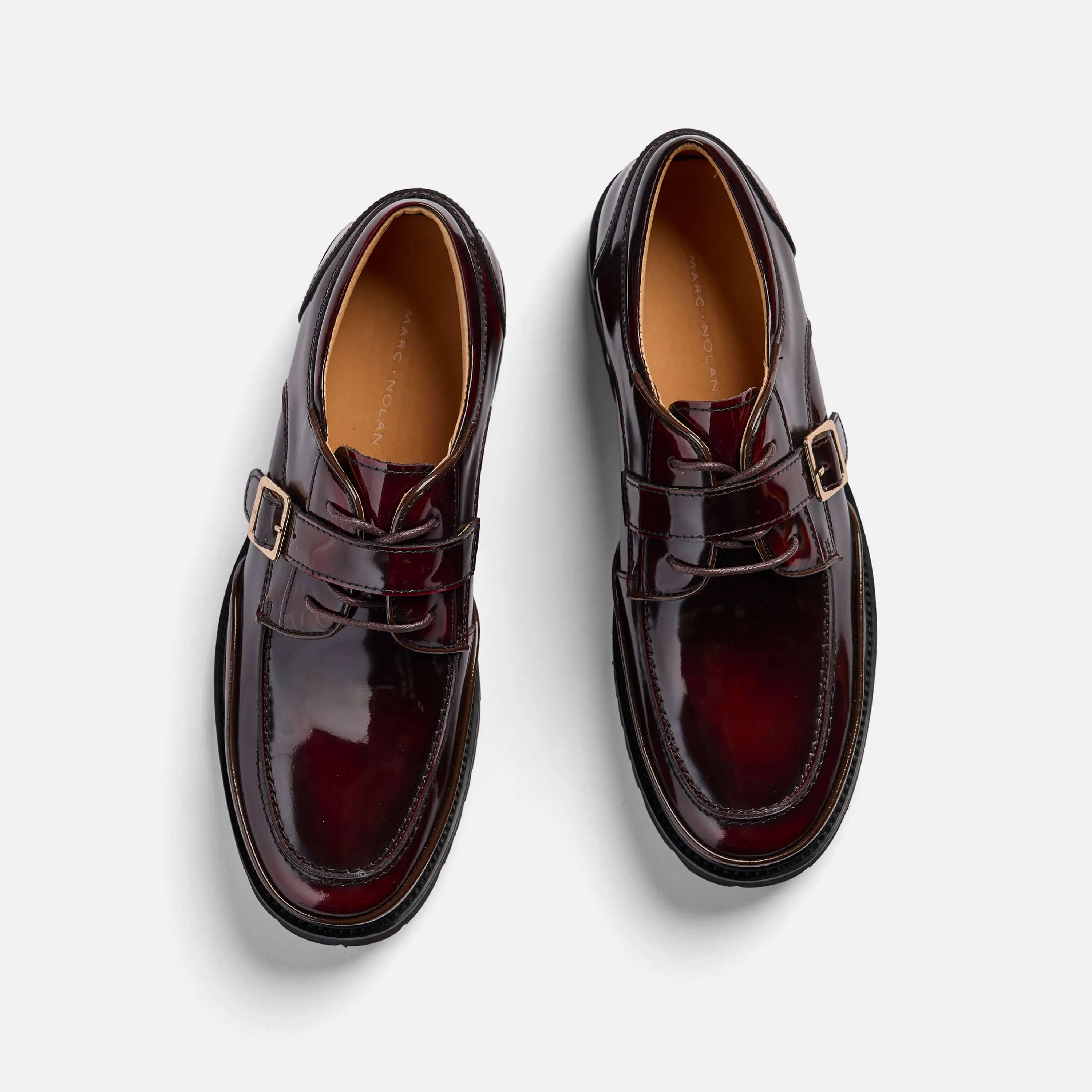 Ms. Atlas Burgundy Patent Leather Lug Derby