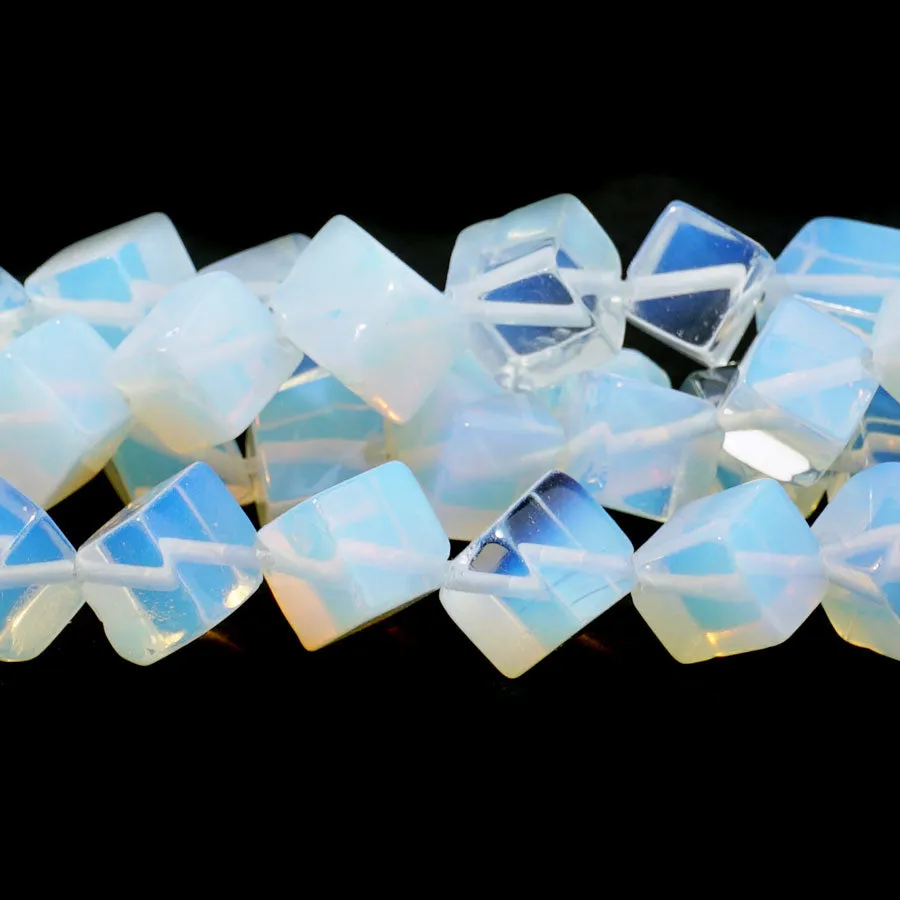 Opalite (Synthetic) 8mm Cube Corner Drilled - 15-16 inch - CLEARANCE