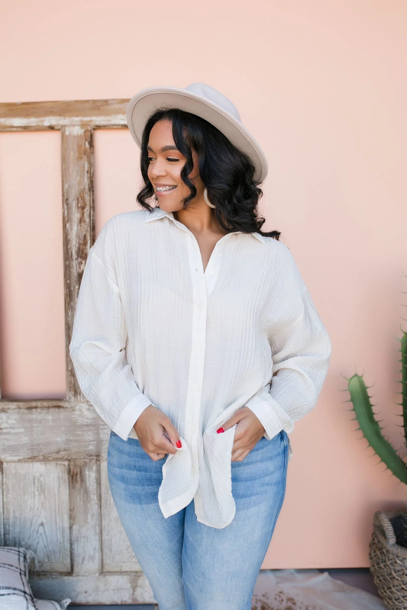 PLUS SIZE Day Trip Button Down Blouse