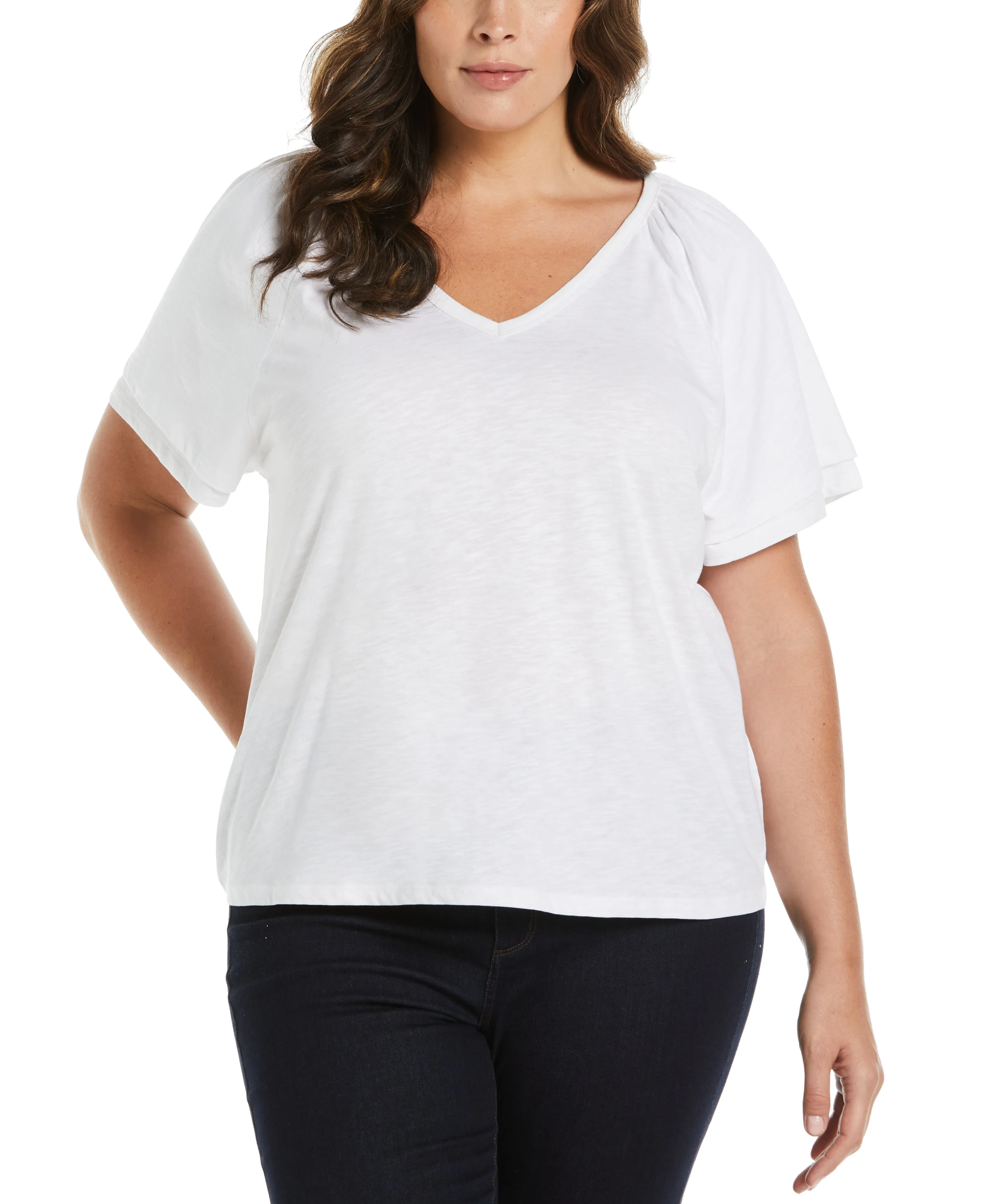 Plus Size Flutter Raglan Sleeve Tee