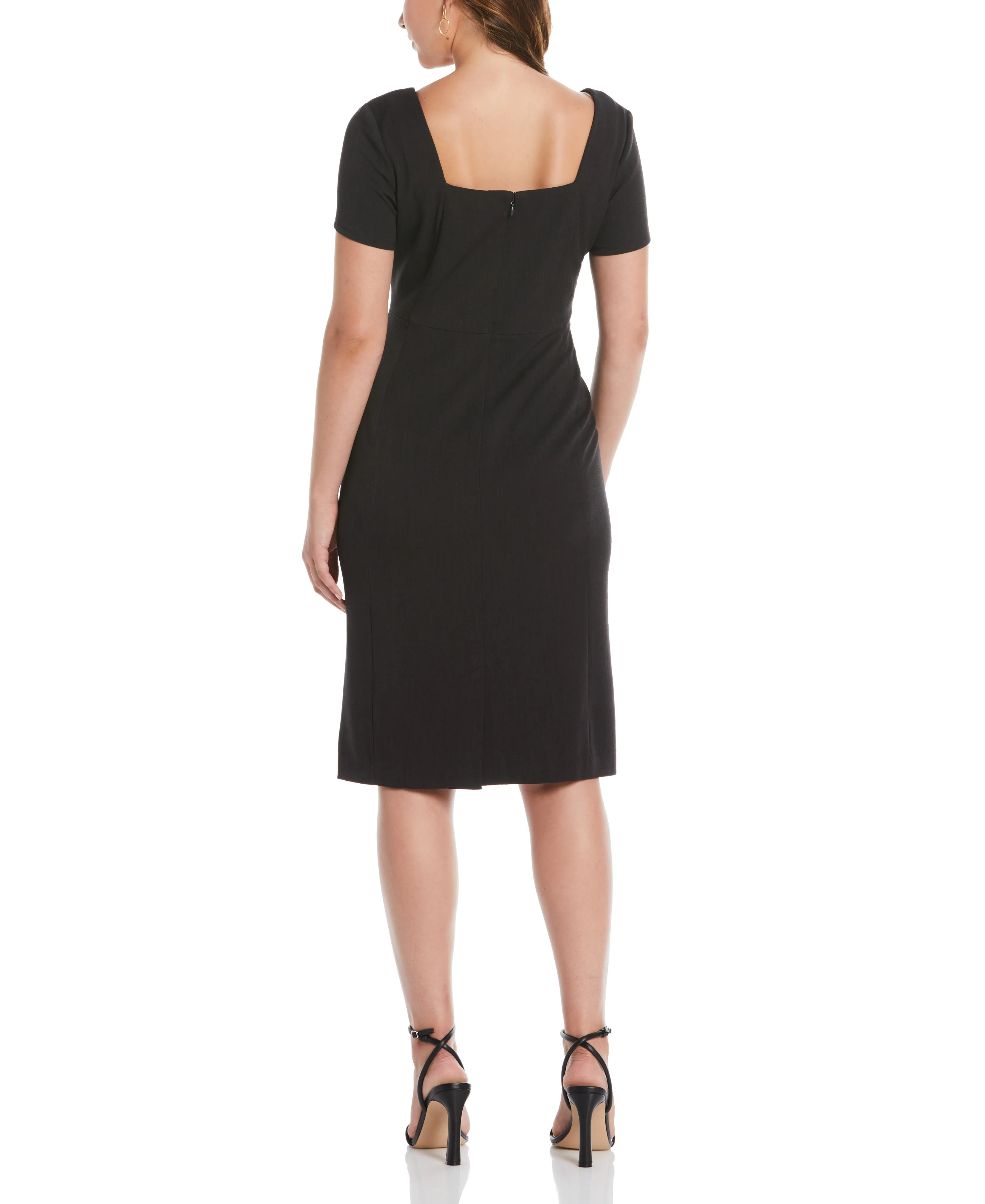 Plus Size Gabardine Square Neck Dress