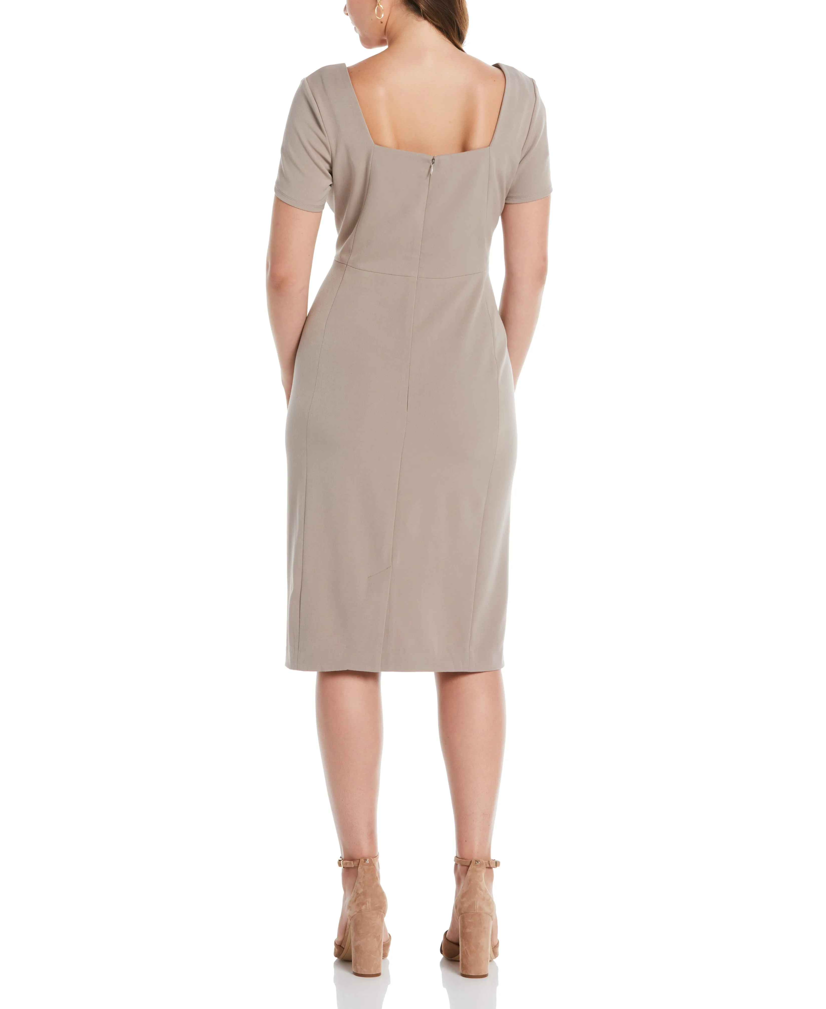 Plus Size Gabardine Square Neck Dress