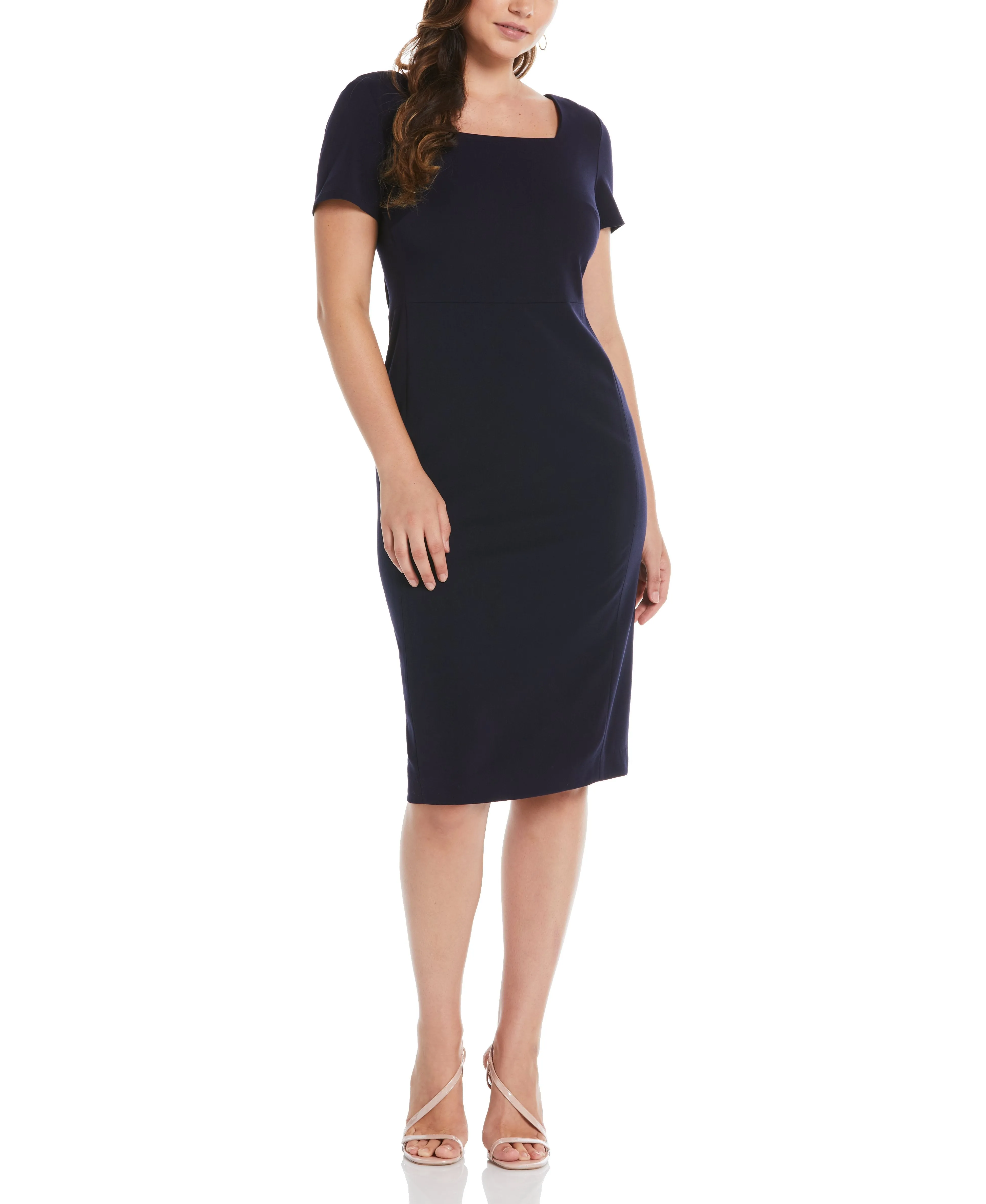 Plus Size Gabardine Square Neck Dress