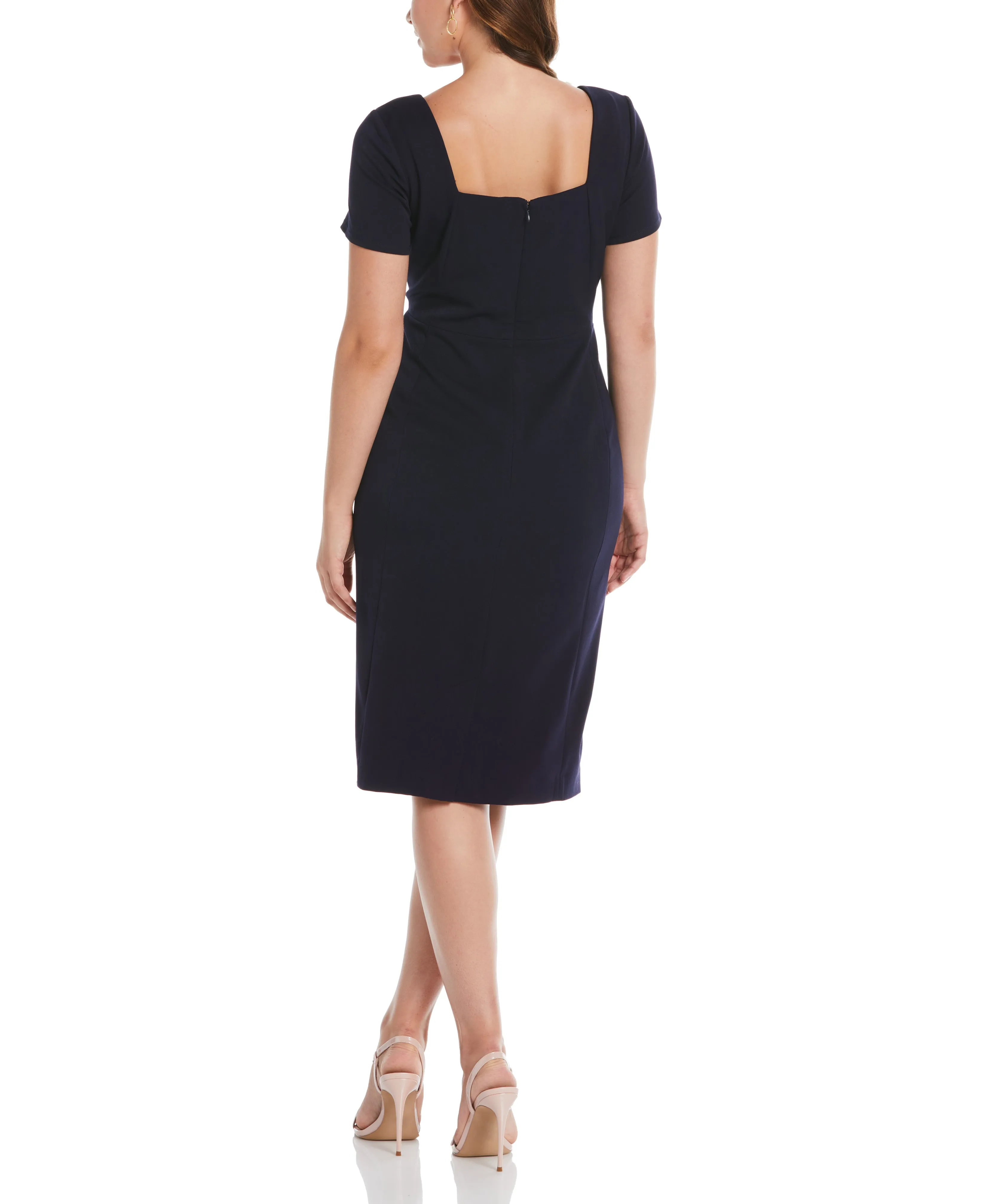 Plus Size Gabardine Square Neck Dress