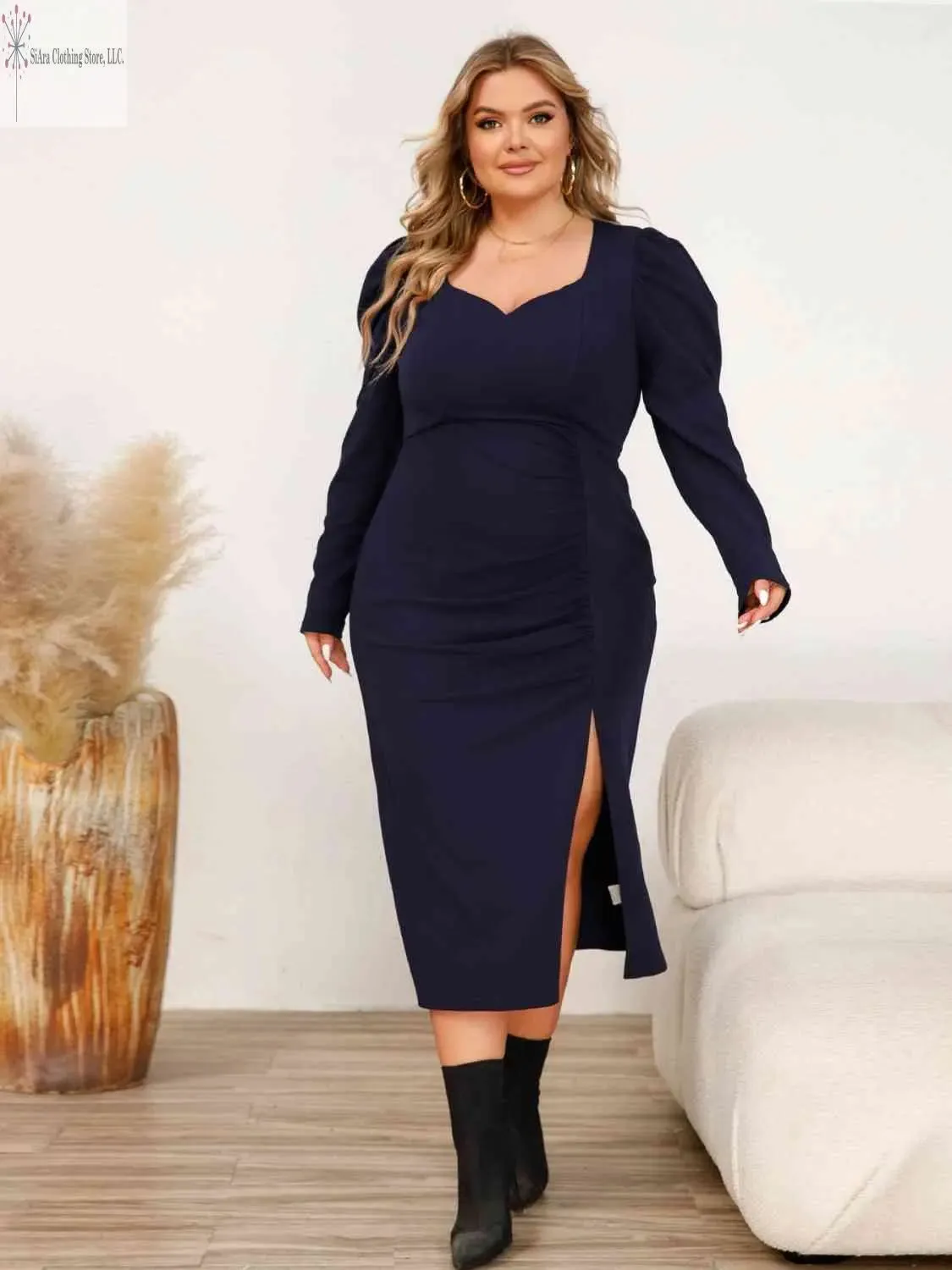 Plus Size Midi Dress Side Slit