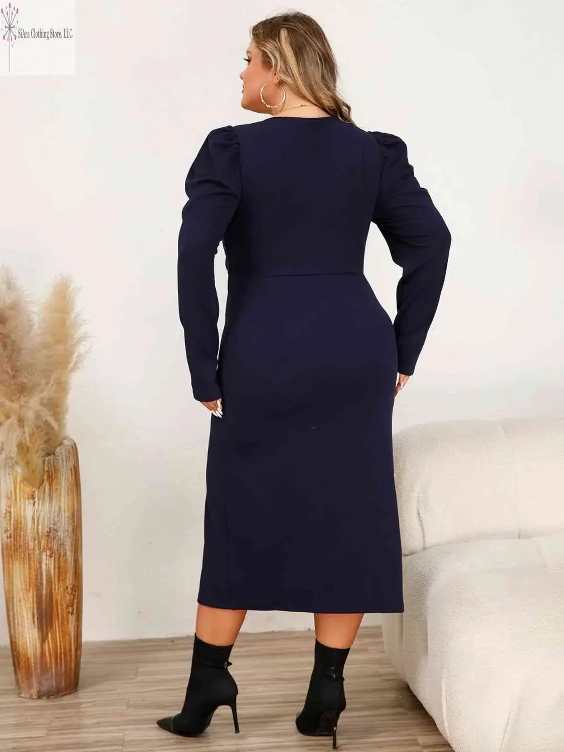 Plus Size Midi Dress Side Slit