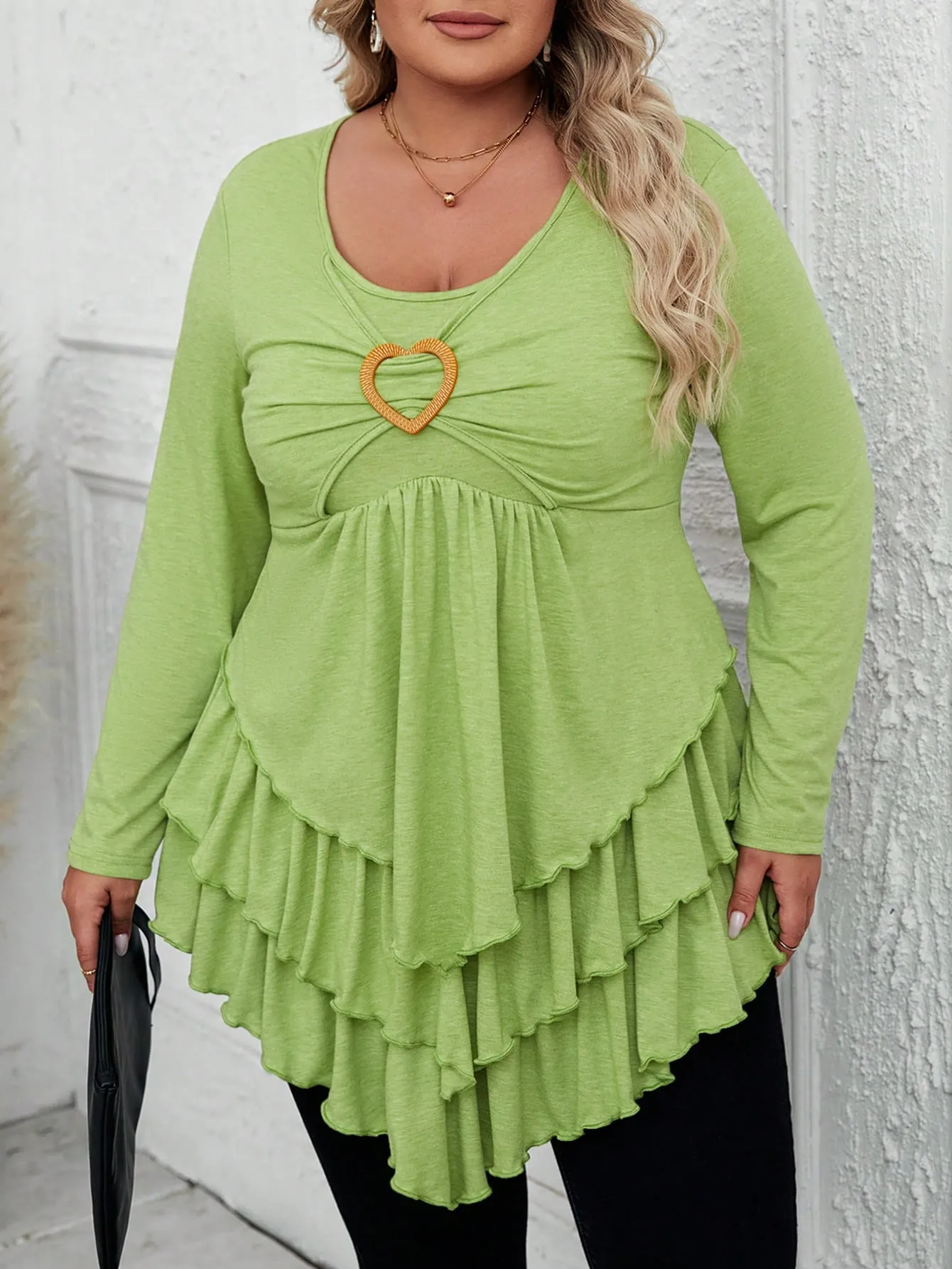 Plus Size Ruffle Trim T-shirt