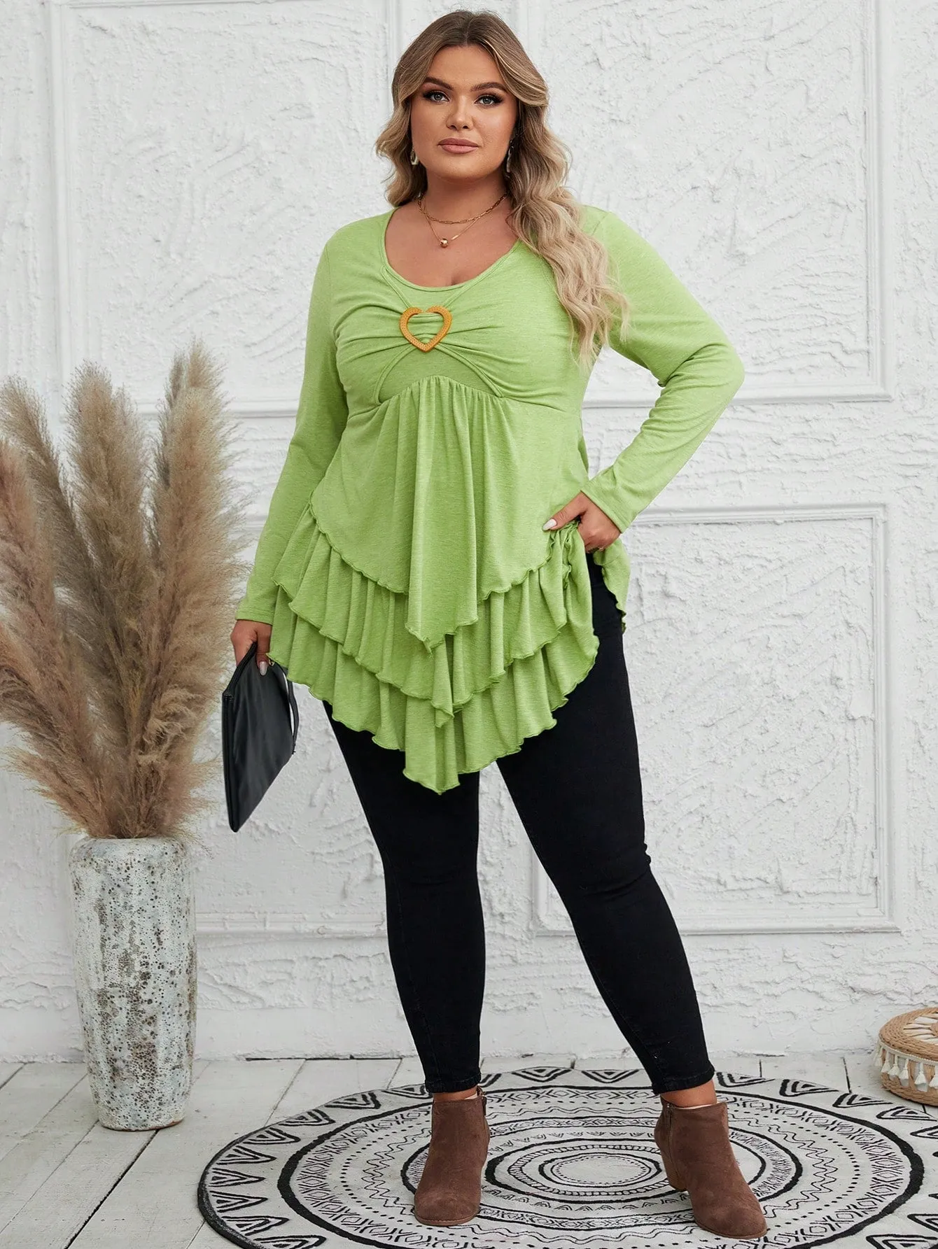 Plus Size Ruffle Trim T-shirt