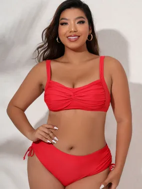 Plus Size Twist Front Tied DD  Bikini-Set