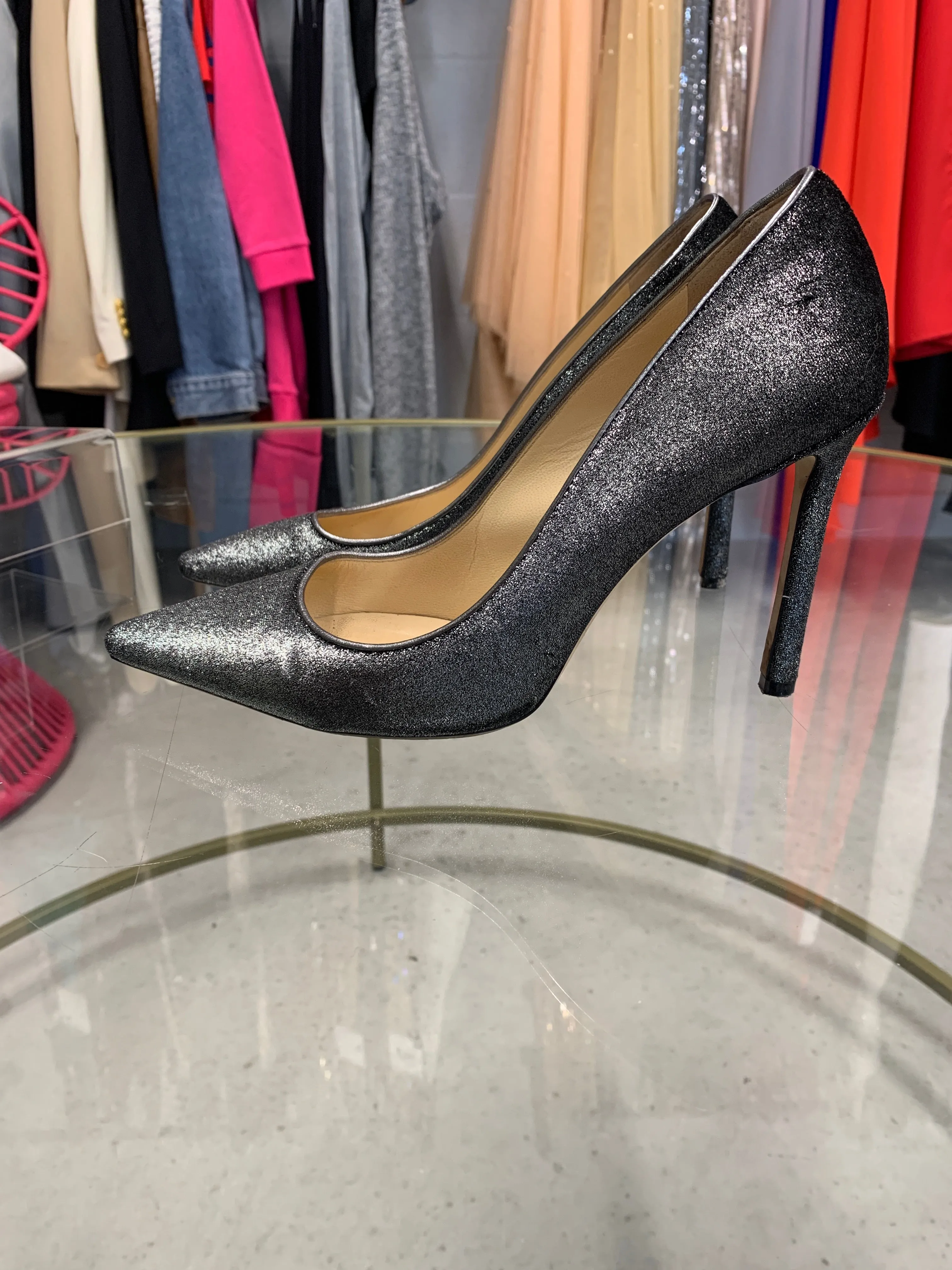 Prada silver velvet Pumps 38.5