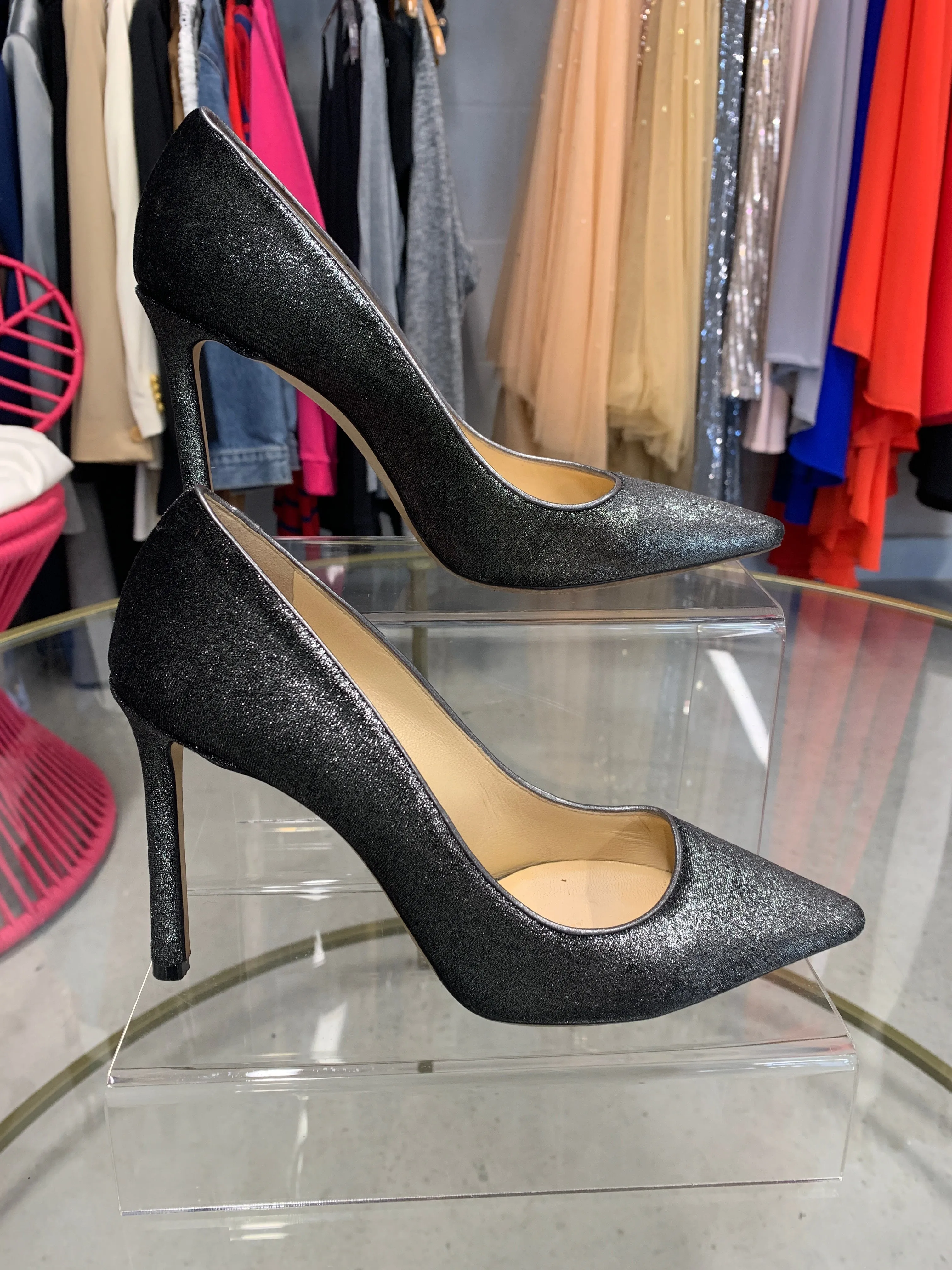 Prada silver velvet Pumps 38.5