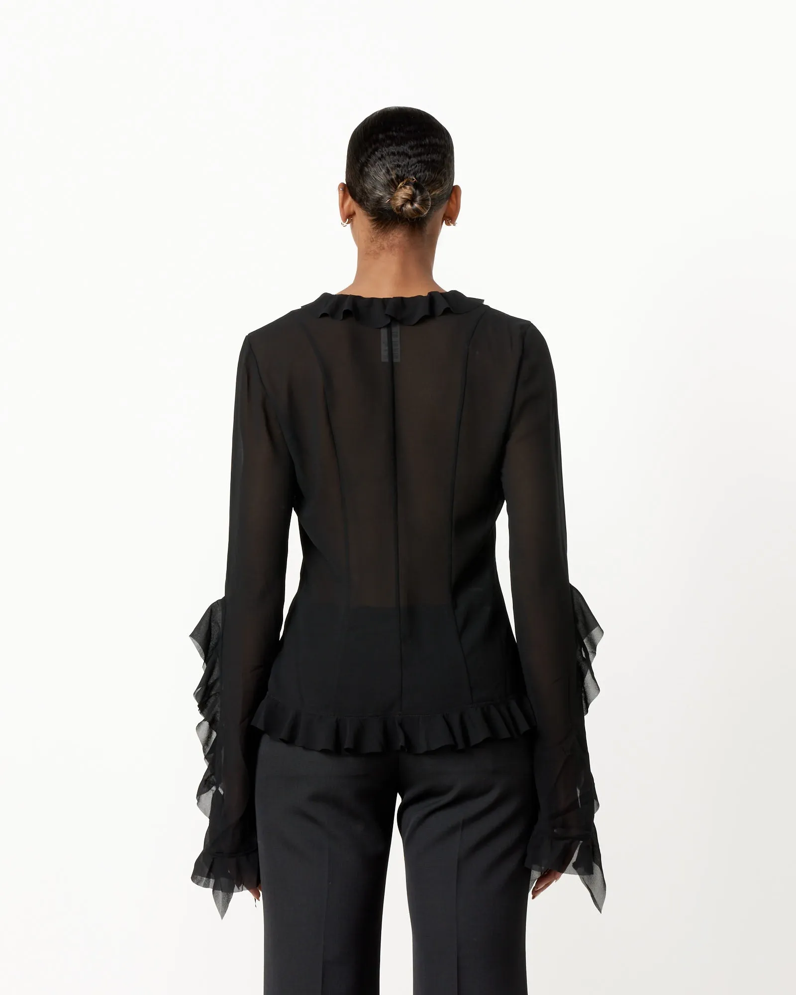 Ruffle Blouse in Black