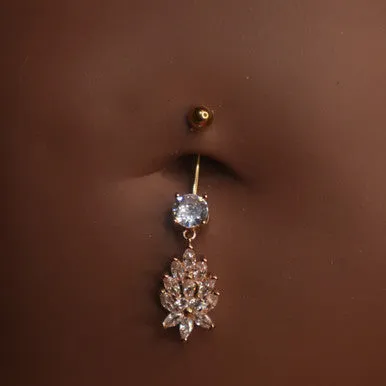 Steel Plus Size Big Flower Navel