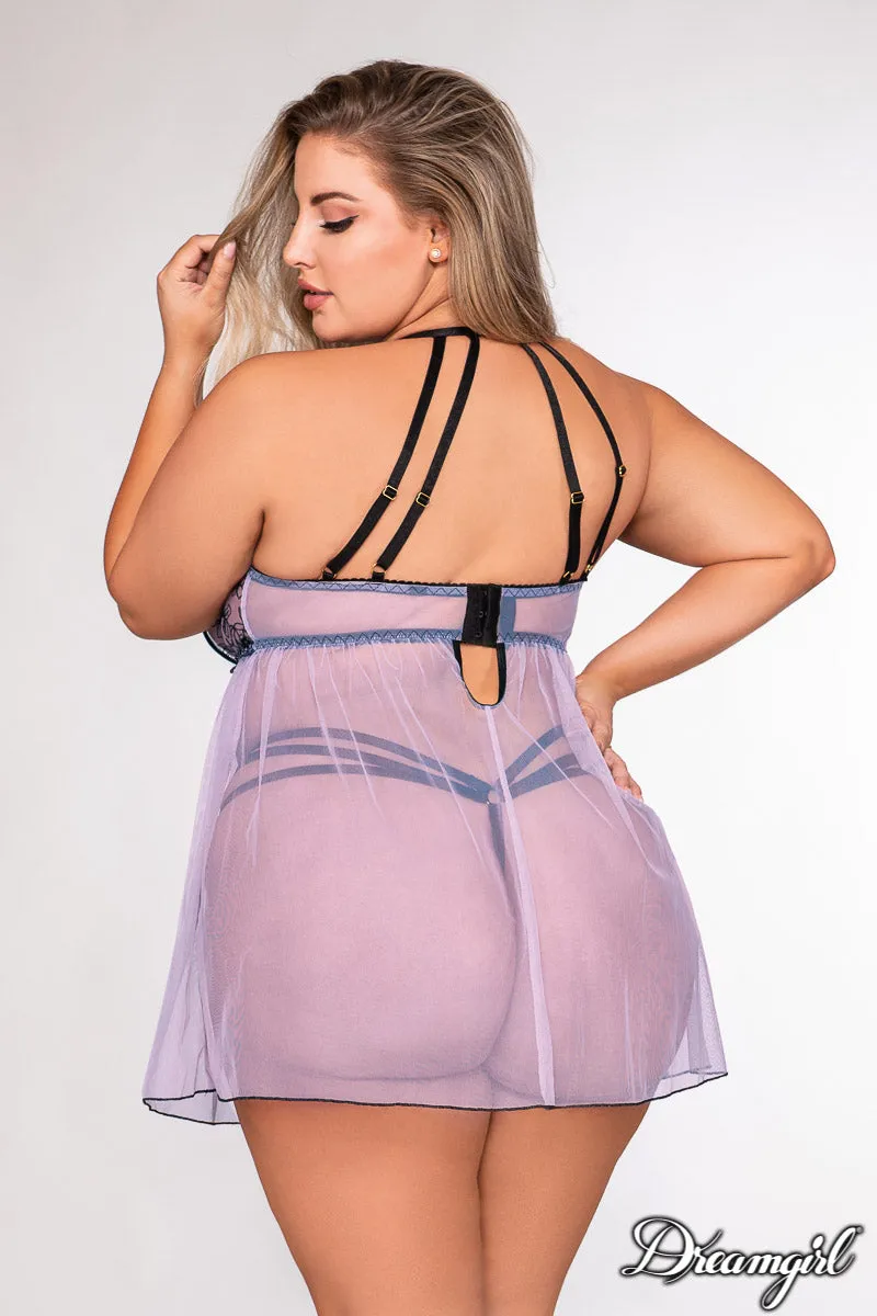 Stretch Mesh With Embroidered Babydoll