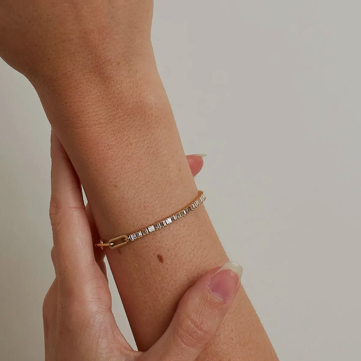 Tennis Link Bracelet in 14k Gold over Sterling Silver