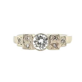 The Deco Bezel- .43ct Reclaimed Diamond & 14k white Gold