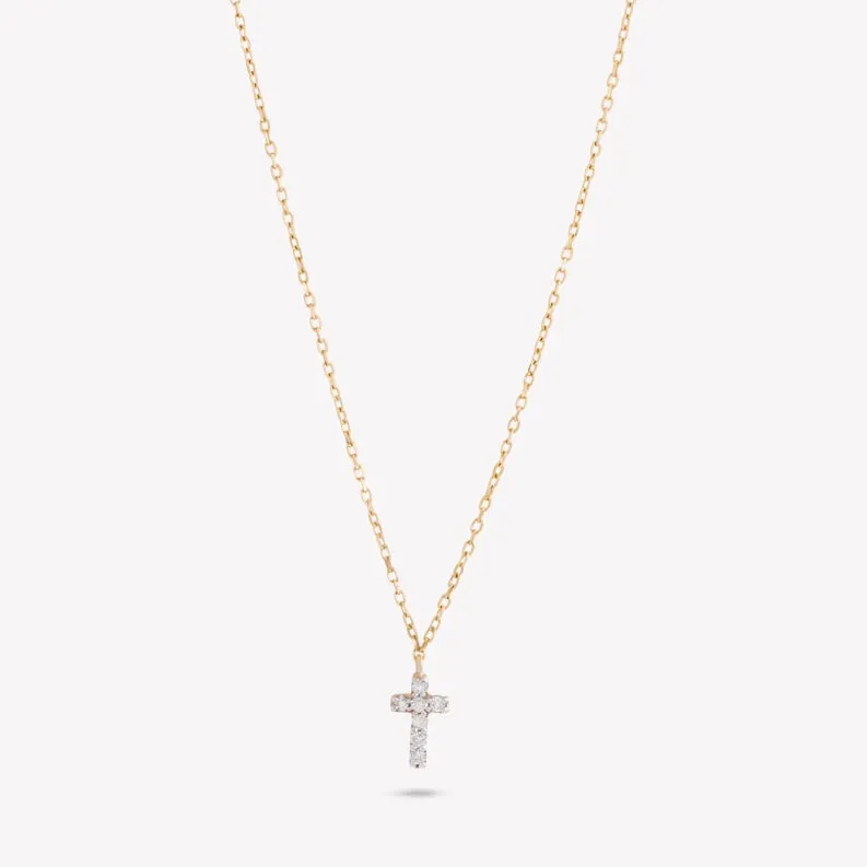 Tiny Diamond Cross Necklace