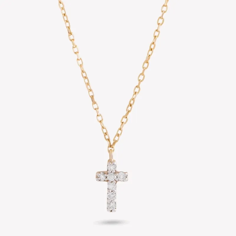 Tiny Diamond Cross Necklace