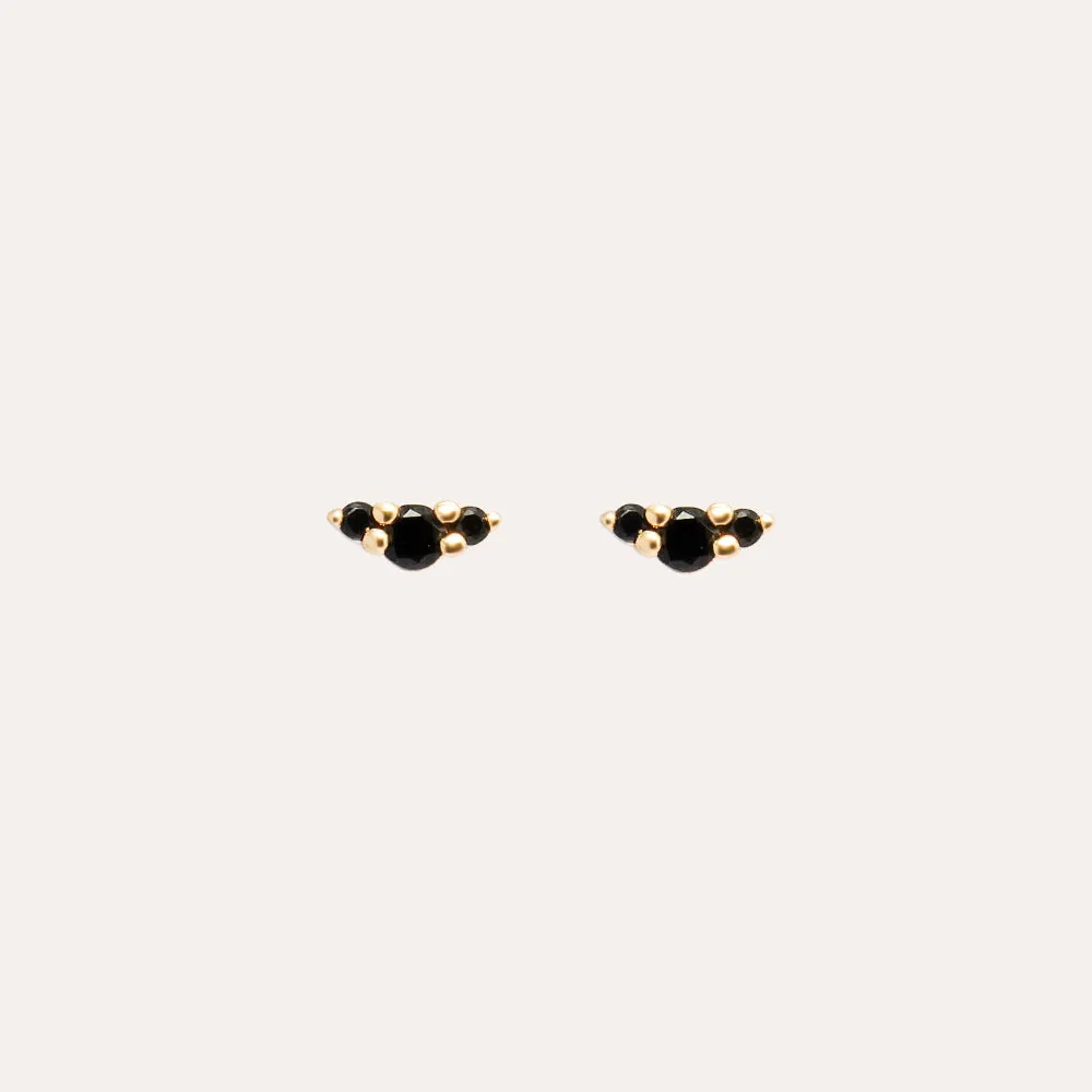 Trio Dark Spinel Stud Earrings in 14kt Gold Over Sterling Silver