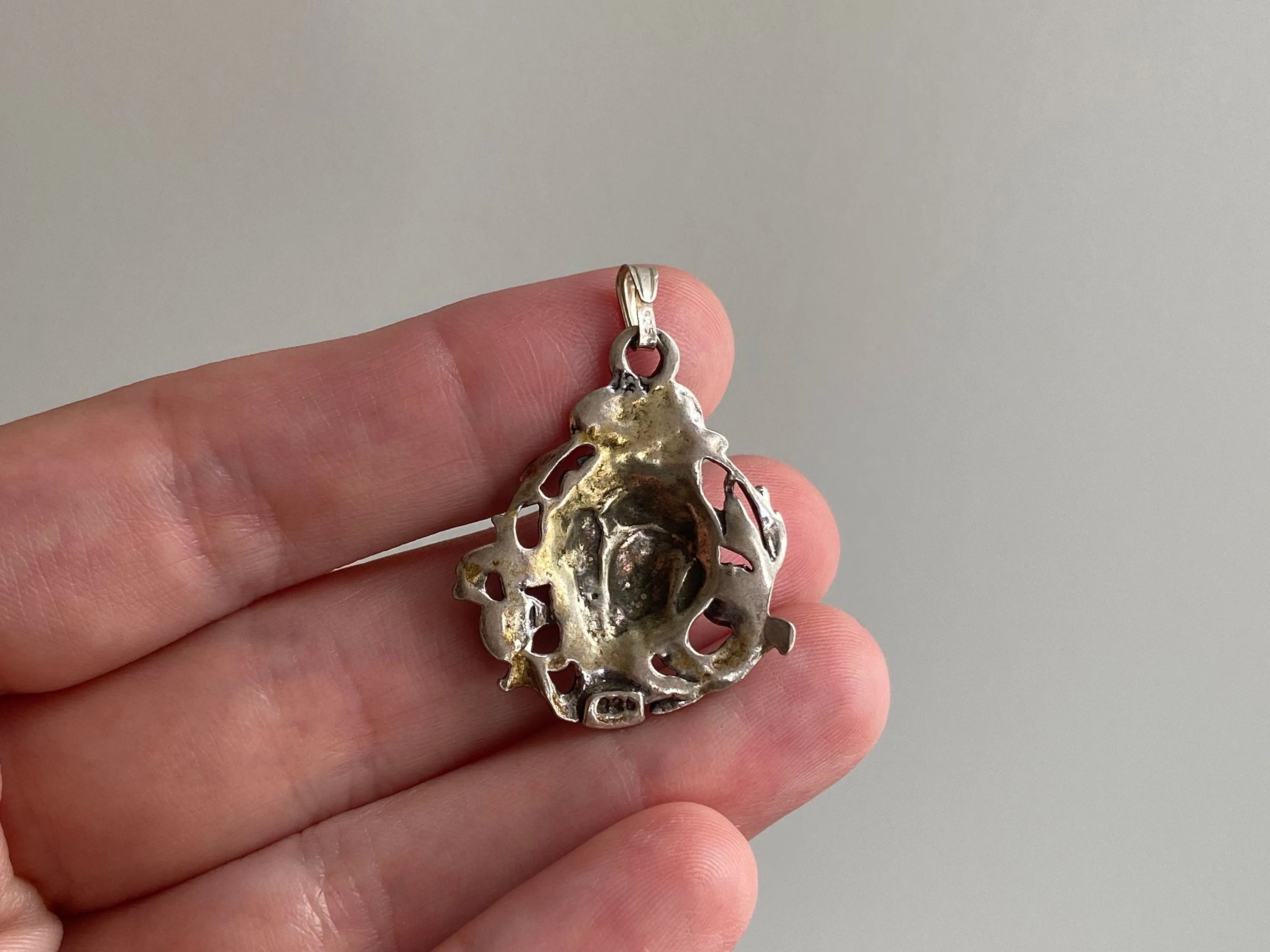 V I N T A G E // fierce in florals / 1970s art nouveau revival floral goddess / sterling silver pendant