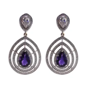 White Gold Natural Amethyst and Diamond Earrings