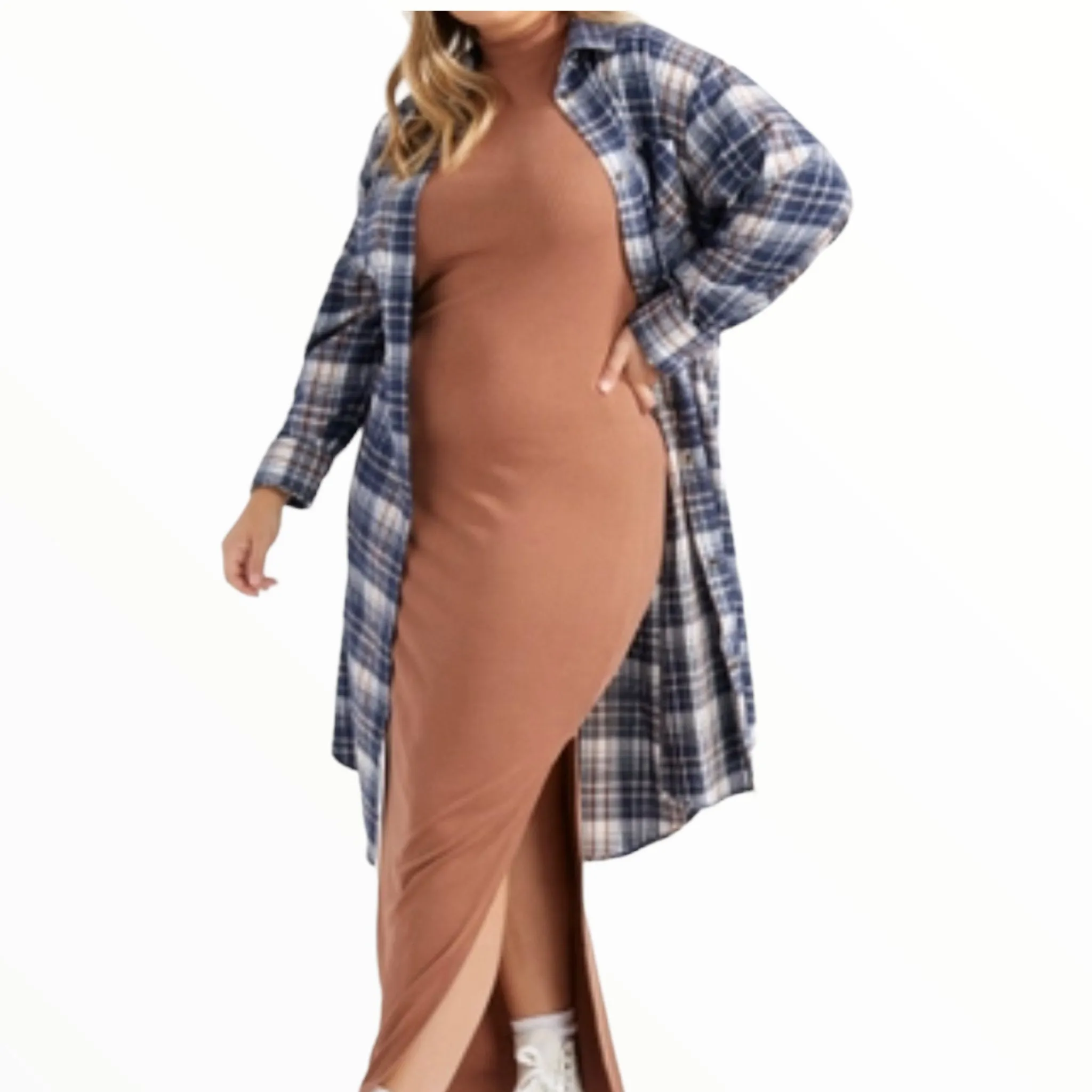 Women’s Plus Size Plaid Duster/Dress