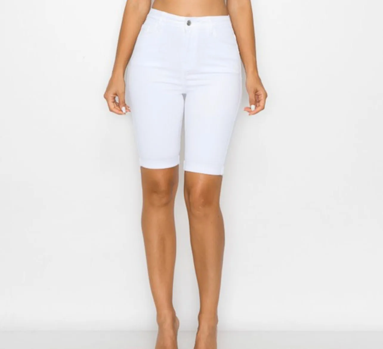 Women's Plus Size White Bermuda Shorts