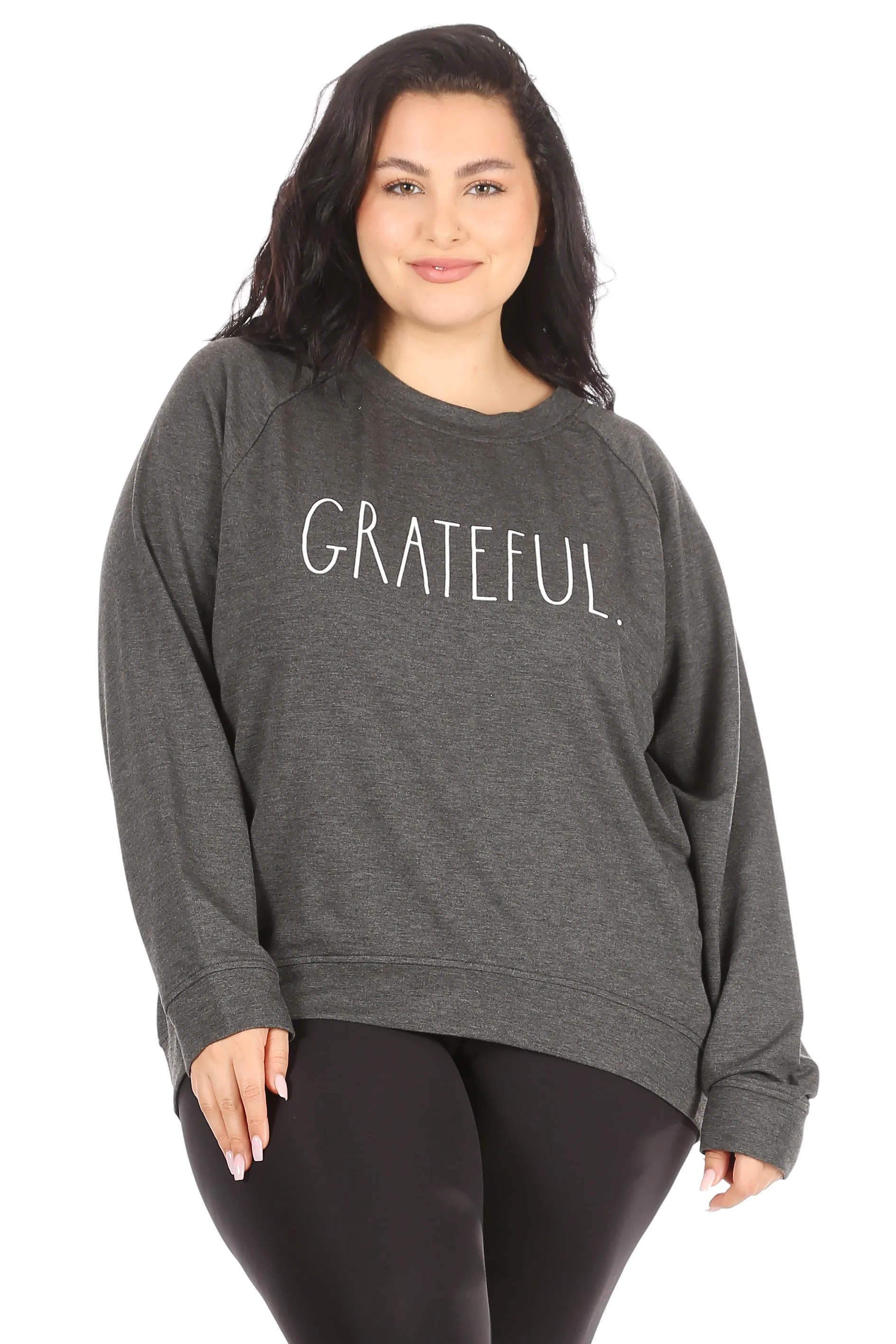 Women's "GRATEFUL" Plus Size Studio Raglan Sweatshirt