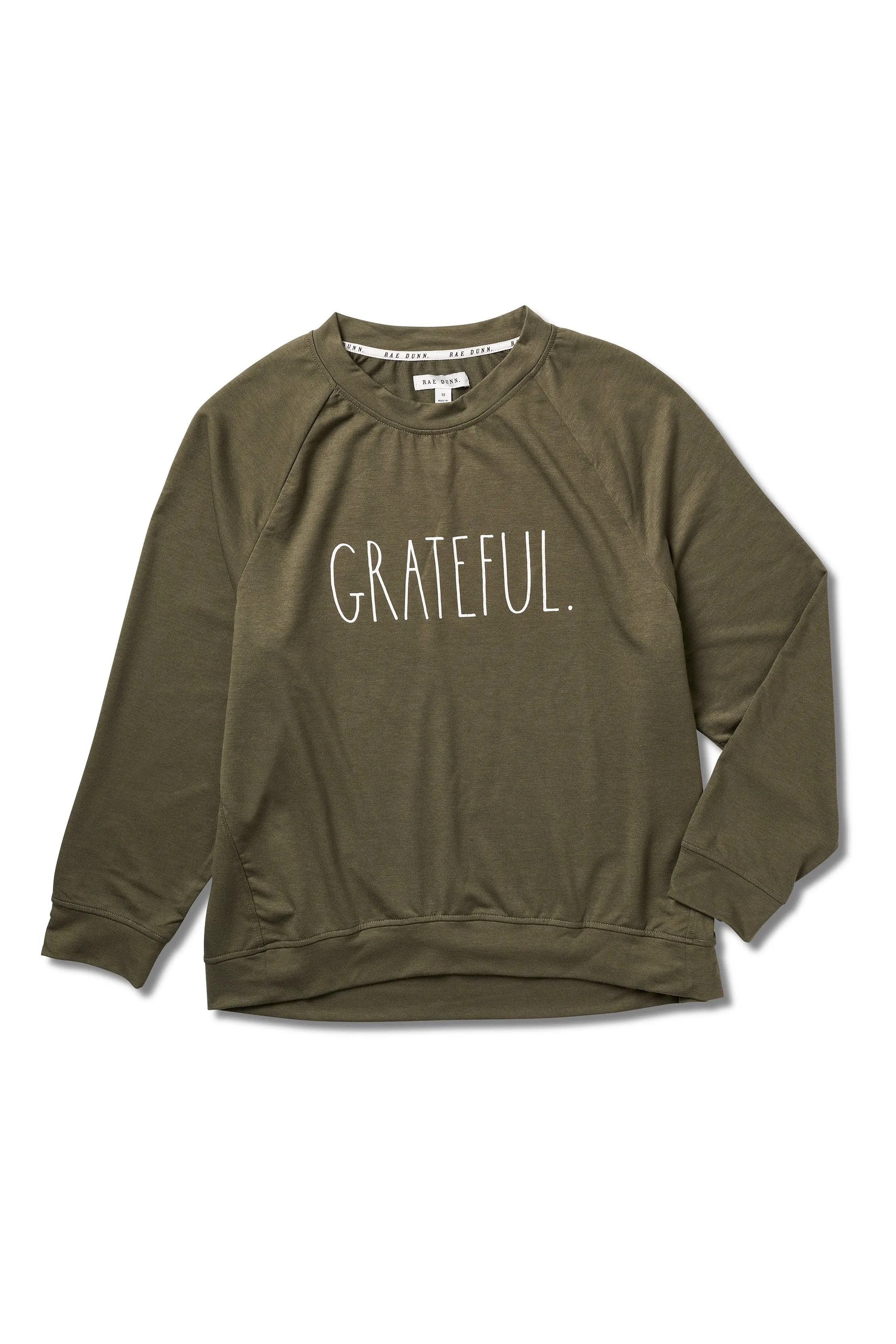 Women's "GRATEFUL" Plus Size Studio Raglan Sweatshirt